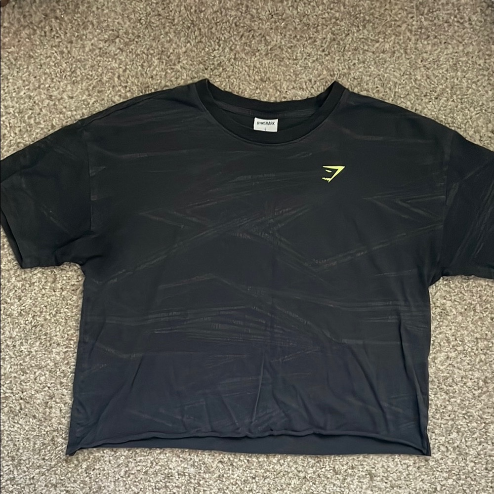 Gymshark Black Tee with Yellow Accent Cropped